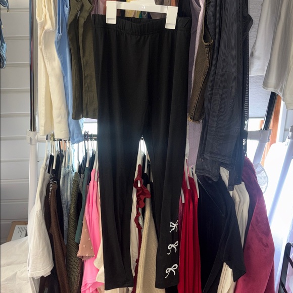 no brand Pants - Black leggings with white bows